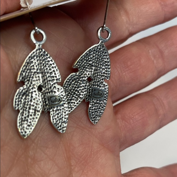 Justin Boots Silver Feather Earrings - Picture 4 of 4